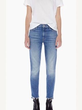 MOTHER Dazzler Ankle Fray Straight Leg Mid-Rise Jeans SZ 27